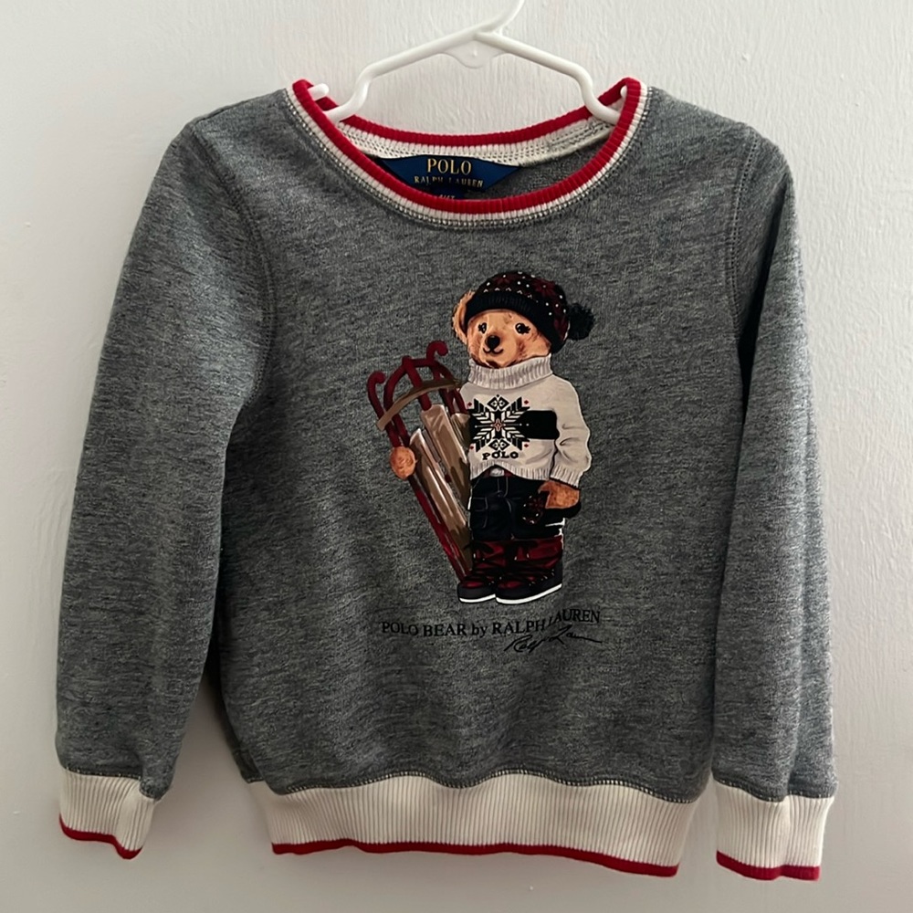 Polo Ralph Lauren Little Girls Sled Bear Atlantic Terry Sweatshirt